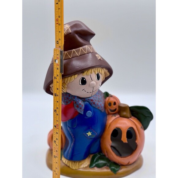 Vintage Ceramic Scarecrow Pumpkin Jackolantern Figurine Fall Halloween Decor - Picture 7 of 10